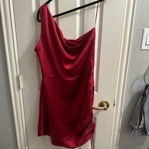 One Shoulder Satin Mini Dress